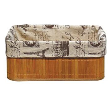 Бамбуковая корзинка с покрытием из натурального льна (каркас - сталь. прут), BLB-09-2, р-р 32*23*14